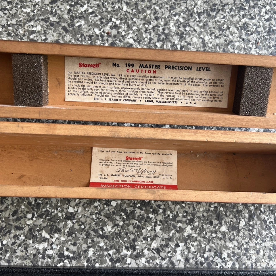 Starrett No. Nivel de configuración de máquina Master Precision 199-15" con estuche de madera Foto 2 de 4