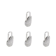 4Pcs Reusable Crystal Zipper Pull Tags White Metal for Coat Sparkly Charm Set