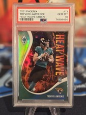 2021 TREVOR LAWRENCE RC /25 Panini Phoenix Heat Wave Green Rookie Card PSA 10 ?. rookie card picture