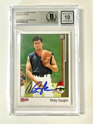Charlie Sheen MAJOR LEAGUE Autographed Set Card PSA/DNA w/ GEM MINT 10 Auto