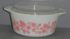 Pyrex Pink Gooseberry Casserole #474 1 1/2 Qt. with Lid