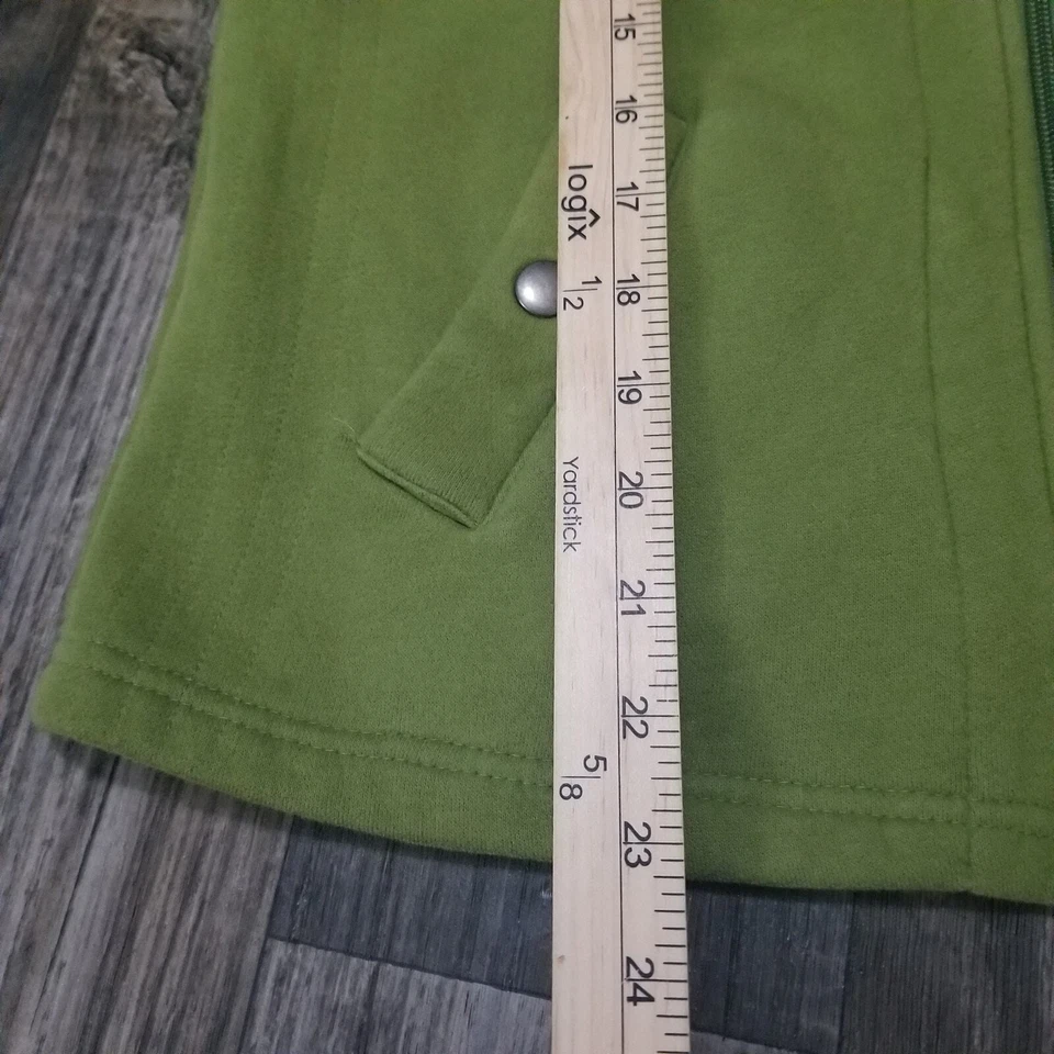 Pullover Columbia suave acogedor verde polar para mujer pequeño cremallera completa manga larga Foto 3 de 4