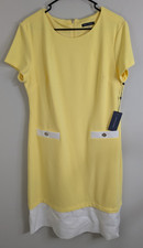 Tommy Hilfiger Shift Dress Women's 14 Yellow Short Sleeve Casual Stretch