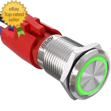 10 Amp 16Mm Latching Push Button Switch 12V Angel Eye LED Waterproof Round