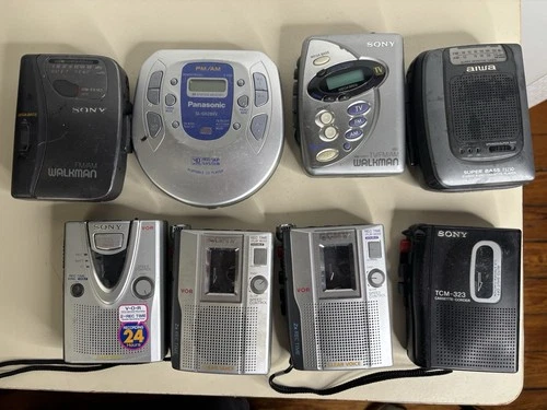 Lot Vintage Sony Walkman Tape Player CD Aiwa PARTS / REPAIR TCM-200DV WM-FX277