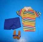 Vtg Barbie Clothes 1964 ALLAN Original Swimsuit Outfit w Sandals