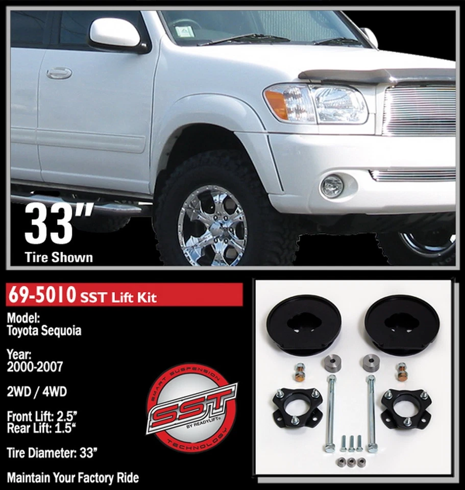 Kit de elevación ReadyLift 2.5" F 1.5" R SST para Toyota Sequoia 2001-2007 Foto 2 de 2