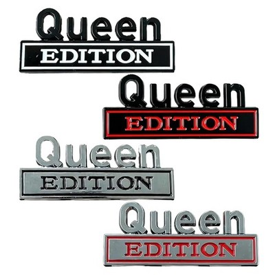 Queen 3D Sticker 2 Pieces Metal 3D Waterproof Bumper Decals Queen Edition Emblem