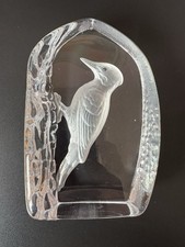 Wedgwood Crystal Woodpecker Paperweight, Made To Stand Upright