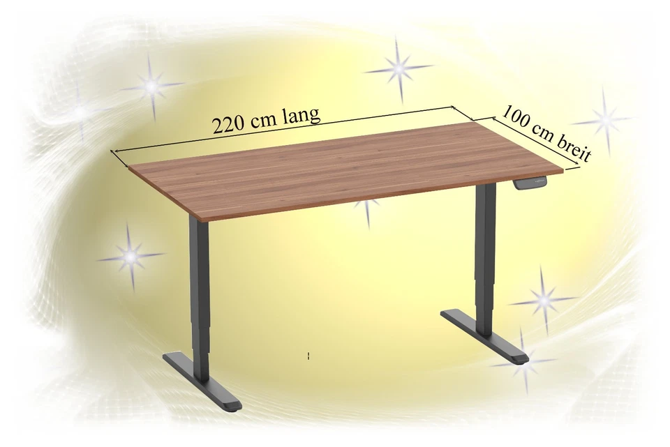 PRIMUS XL elektr. höhenverstellbaren Schreibtisch Nussbaum/Schwarz (220x100 cm). - Bild 3 von 4