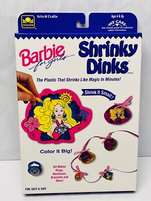 Vintage Barbie For Girls Shrinky Dinks New Set 1994 Golden Art & Crafts Toy SH1
