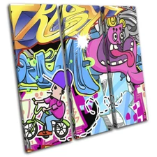 Urban Street Art Colour Abstract Graffiti TREBLE CANVAS WALL ART Picture Print