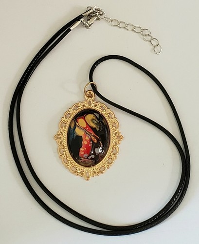 Collar Acrílico Vertido Pintado Colgante Usable Arte Acabado Oro Rosa - Imagen 2 de 5