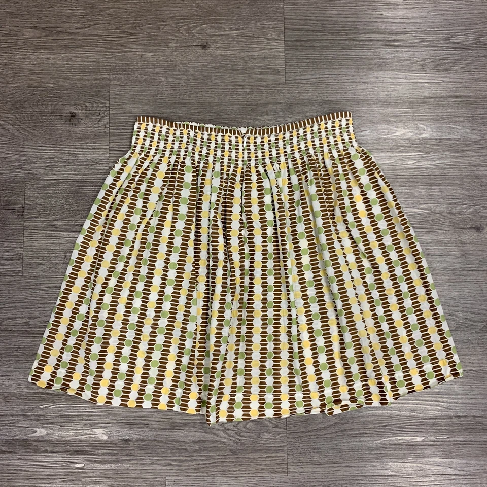 Tommy Bahama хлопковая мини расклешенная юбка женская размер 12 сзади на молнии с подкладкой в горошек - Изображение 3 из 4