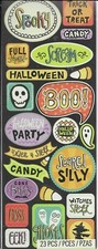 HALLOWEEN Spooky Boo Trick Treat Witches Ghosts Candy Spell K Co Word Stickers