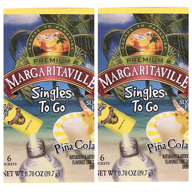 4x Margaritaville Pina Colada Drink Mix Singles to Go Sugar 6 Count for