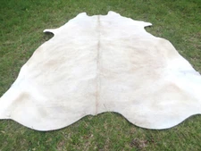 HUUUUUGE  !! 9x8 ft  WHITE Cowhide Rug natural HAIR ON Cow Hide Skin light beige