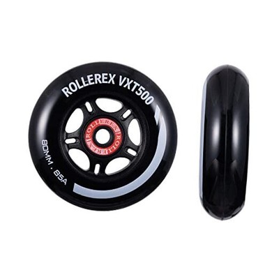 VXT500 RipStik/Inline Skate Wheels (2-pack w/bearings, spacers 76mm Steel Black