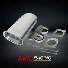 Aluminum Smooth Hilborn Style Hood Air Scoop Fits Dual 4 Barrel Carbs Silver