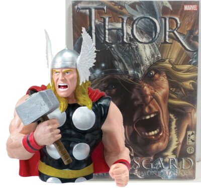 Marvel Thor Coin Bank Büste + Comic Book Hard Cover Für Asgard By Simone Bianchi