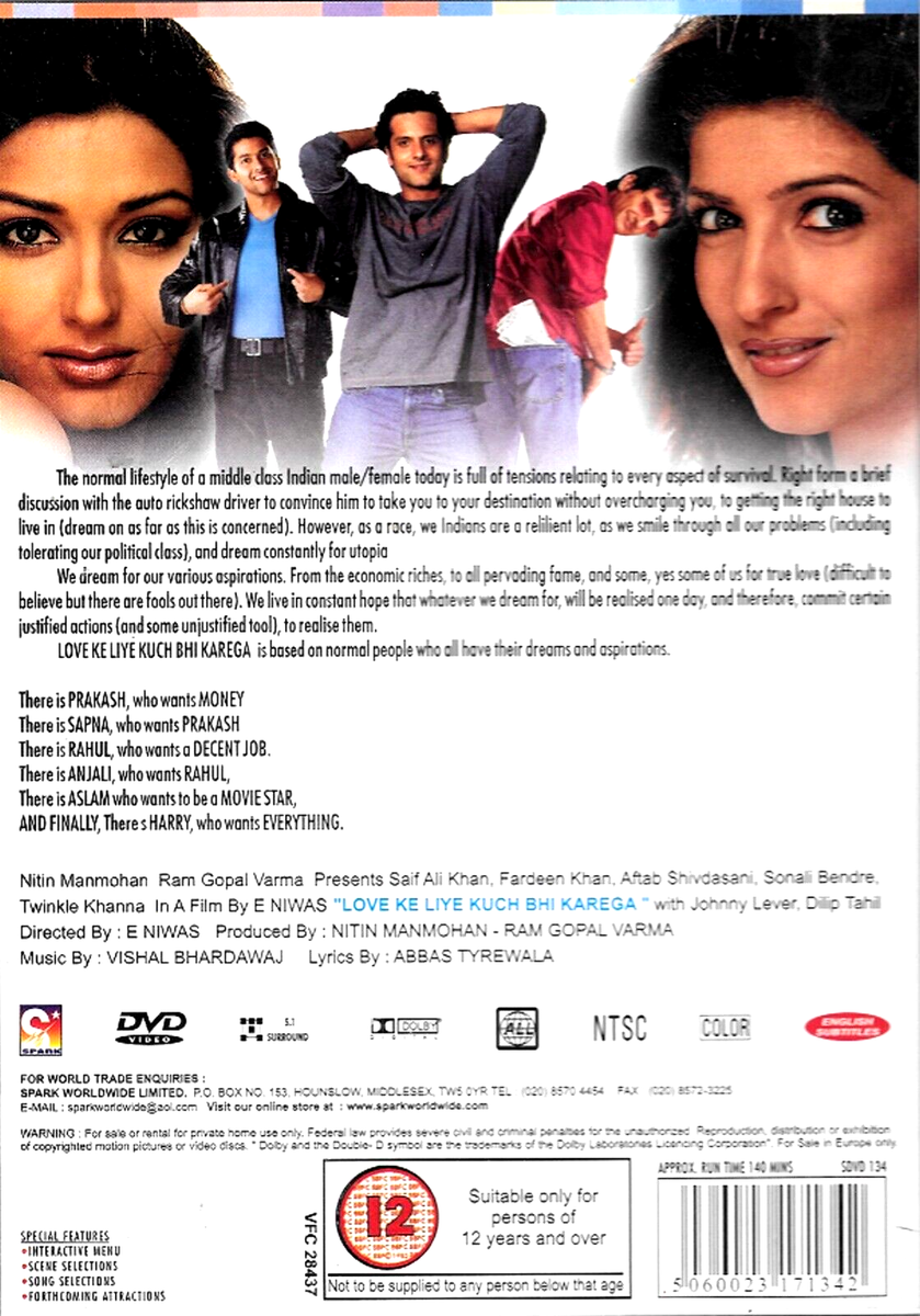 LOVE KE LIYE KUCH BHI KAREGA AFTAB SHIVDESANI, SONALI BENDRE -NEW  BOLLYWOOD DV