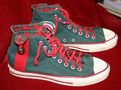 1990 Vintage Converse All Star Christmas Grn Hi Top Shoes M 1990 Vintage Converse All Star Christmas Grn Hi Top Shoes M