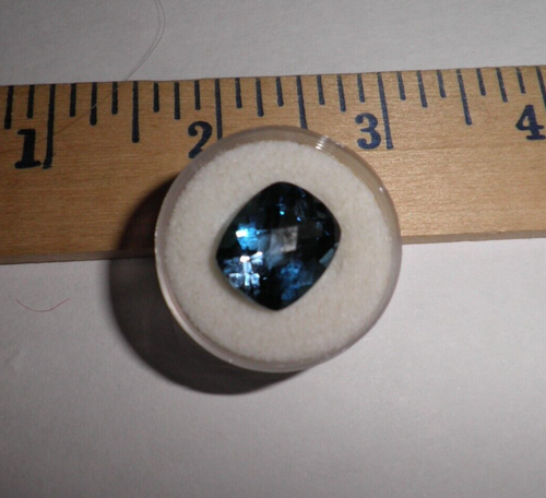 14x12 mm London Blautopas ausgefallen Kissenschnitt Schachbrett Oberteil lose W5390 - Bild 5 von 8