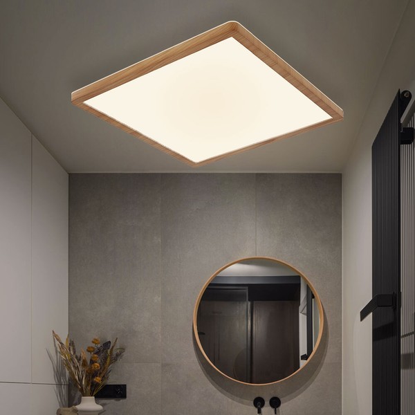 Badezimmerlampe Deckenleuchte Deckenlampe Dimmer Led Schlafzimmerlampe Holzoptik-image