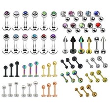 1.6mm Labret Lip Bar Stud Ear Ring Earring - Gem Ball Spike - Disc or Ball 14g
