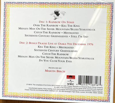 Rainbow・On Stage・Deluxe Edition・2CD・未開封品 Rainbow - On Stage Deluxe Edition 2 CD Digipak Bonustr. Osaka