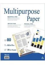 BAZIC 80 Sheets 8.5" x 11" White Multipurpose Paper, 20 LB 75 GSM , Copy Paper