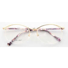 Half Rim Womens Tortoise Eyeglass Frames Round Semi Rimless Thin Glasses Metal