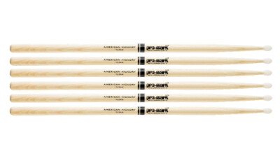 3 PACK Pro-Mark Hickory Drum Sticks, 5A Oval Nylon Tips, Medium, Made in USA, TX