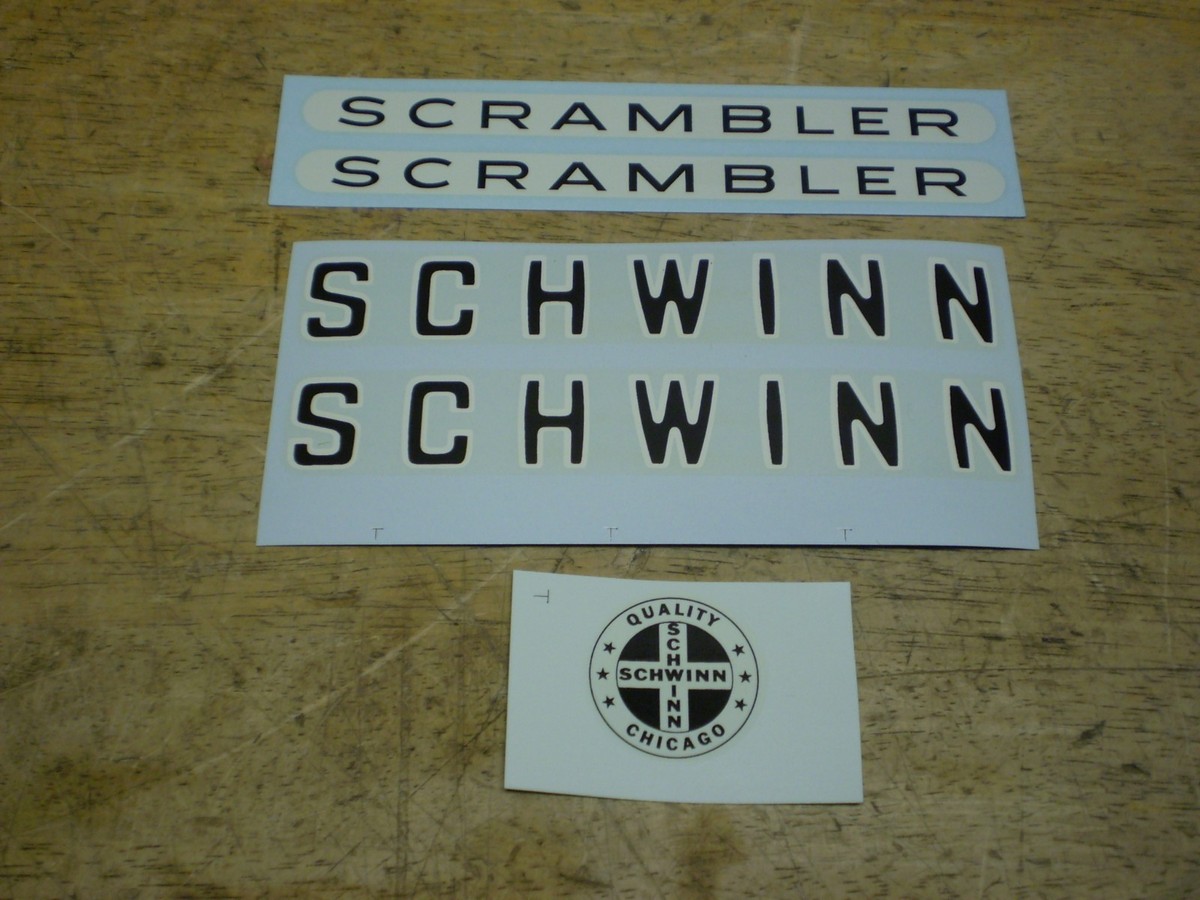 Schwinn Approved Scrambler Bicycle Frame Decal Set BMX Musclebike