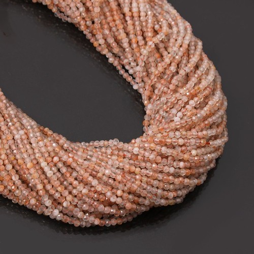 A+++ Beautiful Sunstone Micro Faceted Round Gemstone Beads Strand 12.5'' Jewelry - Picture 4 of 15