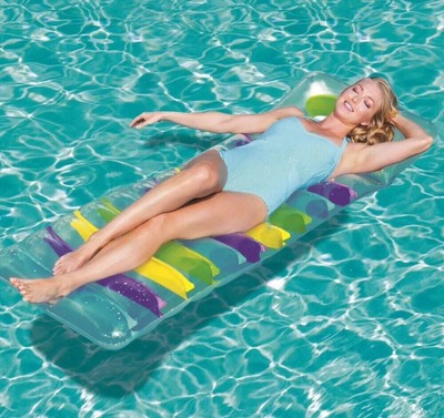 H2O Go Deluxe Relaxing Lounge Inflatable Pool Lounger Raft Float Transparent