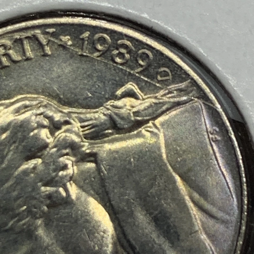 RARE 1989 D JEFFERSON NICKEL WITH MASSIVE DIE BREAKS THROUGH LIBERTY AND DATE - Image 4 of 4