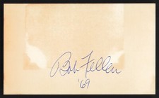 Bob Feller Auto Index Card (Circa 1969) - 1936-1956 Cleveland Indians - HOF