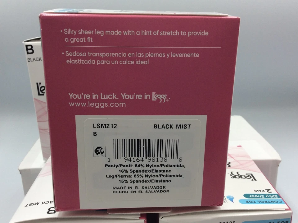 L'eggs Women's Silken Mist 8 Pair Silky Sheer Leg Panty Hose, Size B, Black Mist - Image 4 of 4