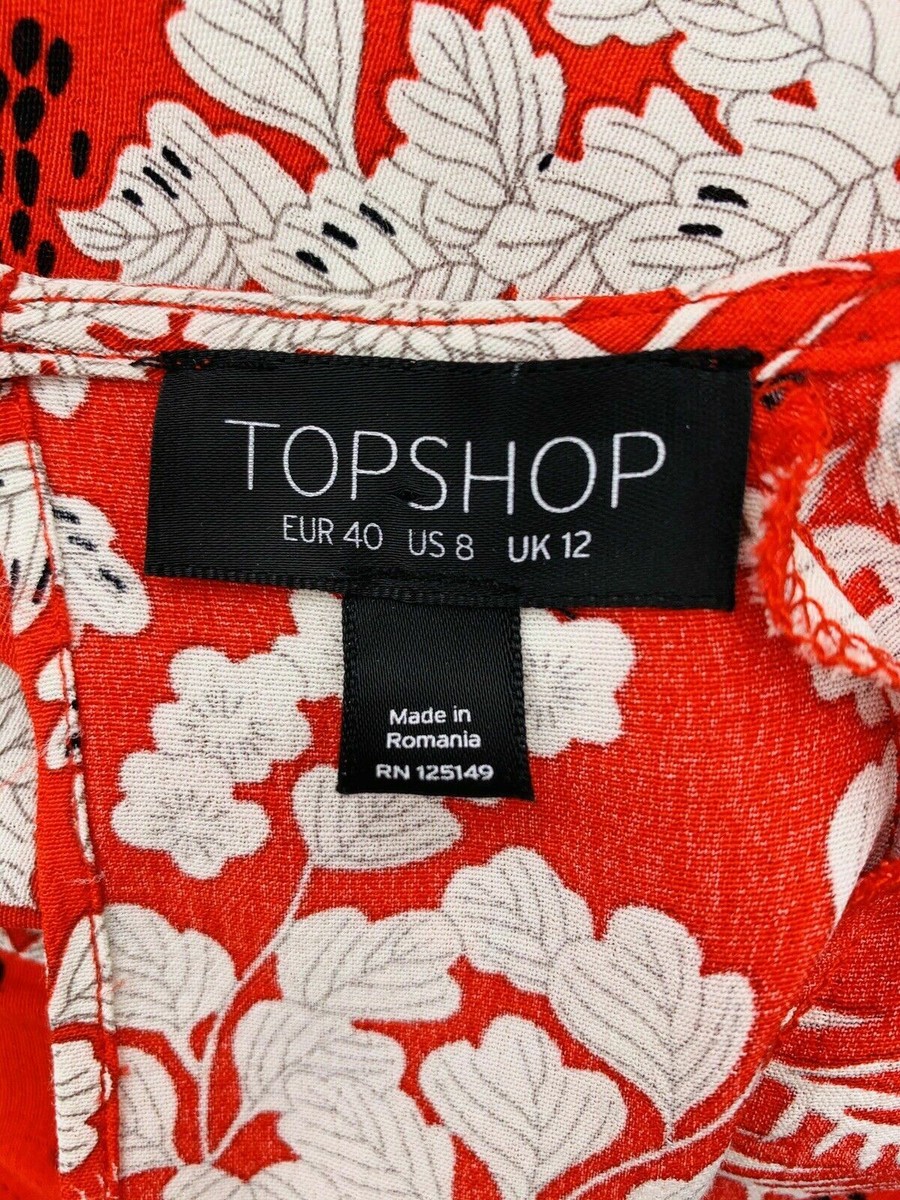 Kate Moss Topshop Womens Kimono Dress US 8 Red Black White Kate Moss Topshop Womens Kimono Dress US 8 Red Black White