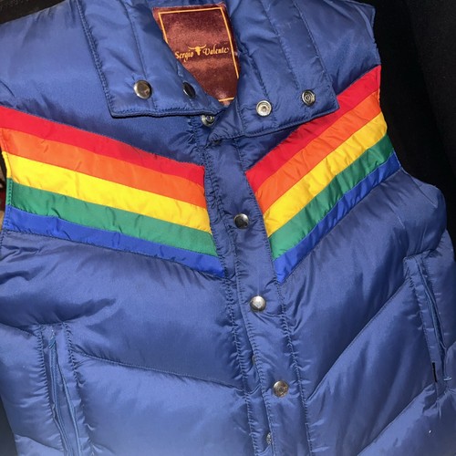 Vintage Rare Sergio Valente Rainbow/Navy Blue Down Ski Vest - That 70’s Show - Picture 5 of 5