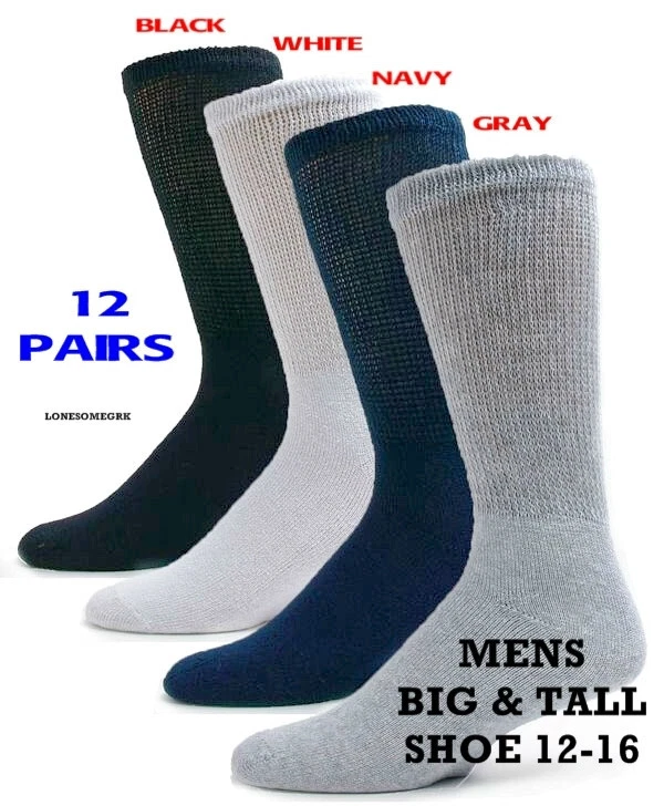 12 Pairs BIG Mens Physicians Choice VENTILATED Diabetic Variety Crew Socks