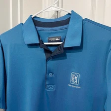 Lacoste Sport Polo Shirt Mens Large FR 5 Blue Short Sleeve TPC San Antonio Golf