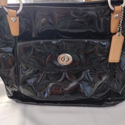 COACH Black Patent Leather Purse w/ Coach Logo Very Good Condition!