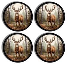 Rustic Deer Cabinet Knobs – Set of 4 Woodland Drawer Pulls, Lodge Style Decor