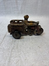 CAST IRON RED MOTORCYCLE " CRASH CAR " -cast Iron Wheels-1930-1950 s