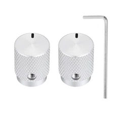 2 Pcs Aluminium Knobs, 6mm IDx12.5mm ODx16mm, Oval Indicator, Matte Silver