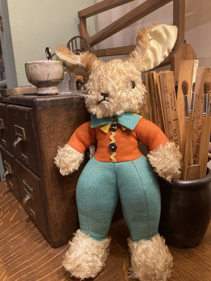 Vintage Gund Rabbit 1940-50 Old Label Fifth Ave New York Blue Bow Tie - Image 2 of 4