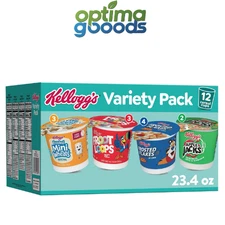 Kellogg's Variety Pack Single Serve Cereals 12 Count Assorted Flavors Breakfast