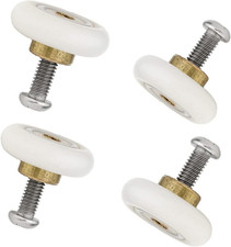 Set of 4 Dia 19Mm Stainless Steel Shower Door Wheels Rollers Runners, White, 19M
